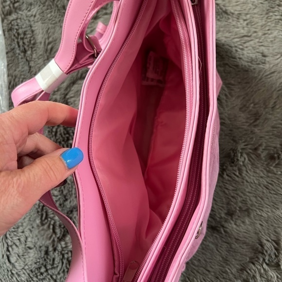 New Retro Pink Suede Haband Purse with‎ Pocket - NWT - Picture 10 of 11